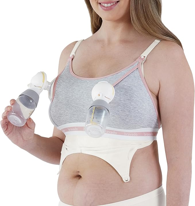 Bravado Designs Sustainable Hands-Free Pumping Accessory Clip and Pump Organic Cotton (Dove Heather 9301)