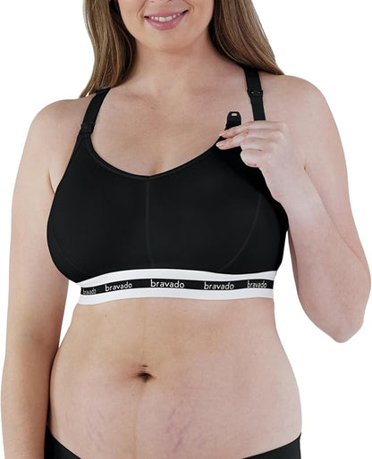 Bravado Designs Sustainable Full Cup Maternity &amp; Nursing Bra | Original | Organic Cotton &amp; Tencel™ Modal Blend | Wireless (Black 1015)