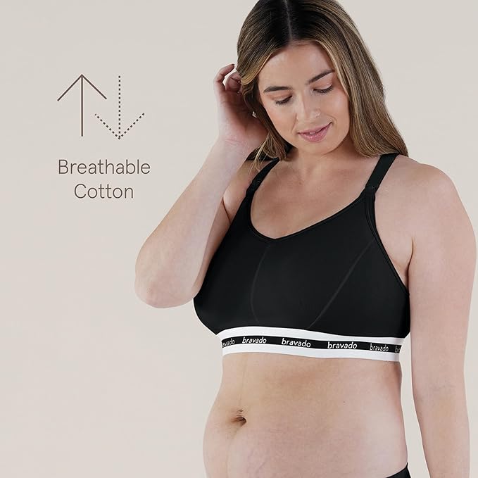 Bravado Designs Sustainable Full Cup Maternity &amp; Nursing Bra | Original | Organic Cotton &amp; Tencel™ Modal Blend | Wireless (Black 1015)