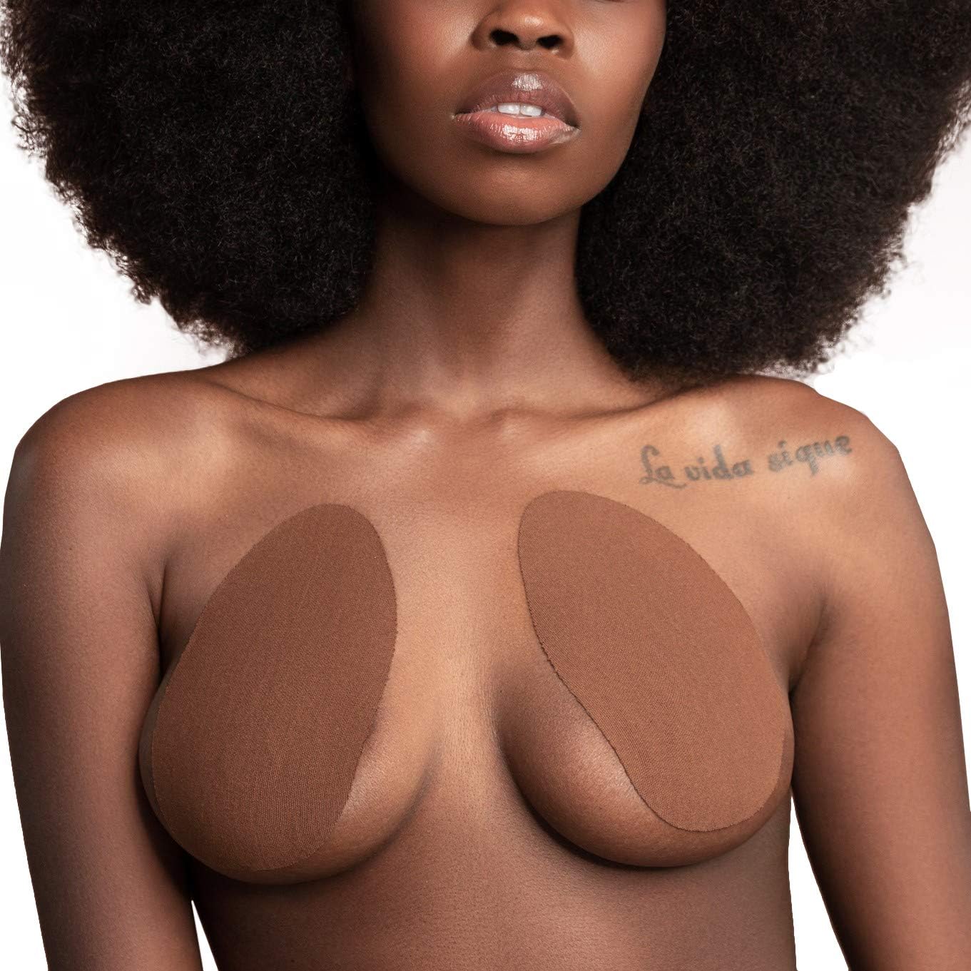 Bye Bra Adhesive Breast Lift Tape Bra with Satin Nipple Covers Sizes: A-C, D-F, F-H, Various Colours Available