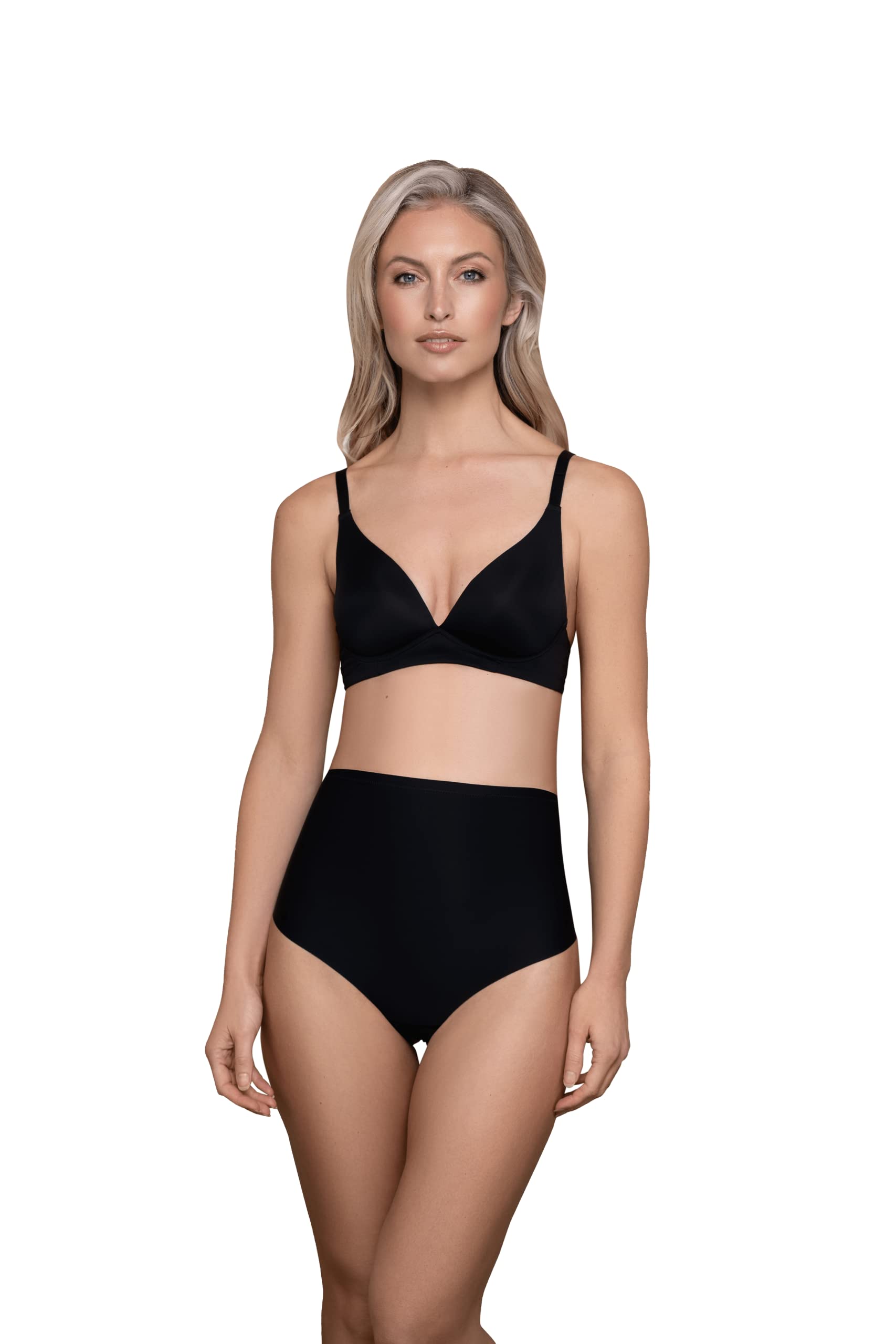 Bye Bra Sculpting Mid Waist Tanga, lasergeschnittene Kanten, Silikonriemen, Shapewear für Frauen, mittlere Taille, Shapewear, Sculpting Collection