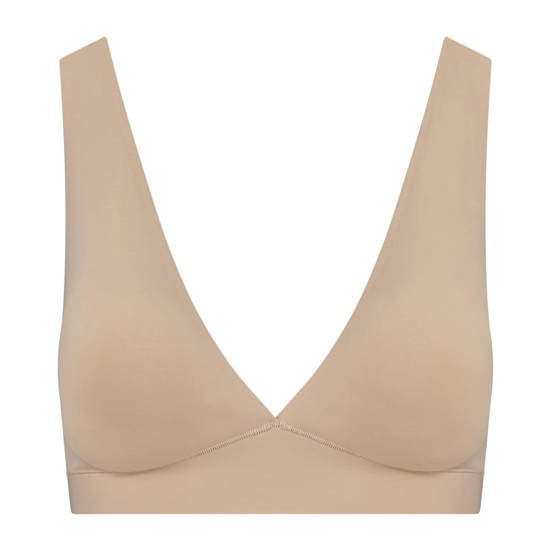 Bye Bra Bra Top Deep Plunge, Wide Shoulder Strap, Removable Padding, Breast Support, Wire Free Bra, Sculpting Shapewear, Beige, L