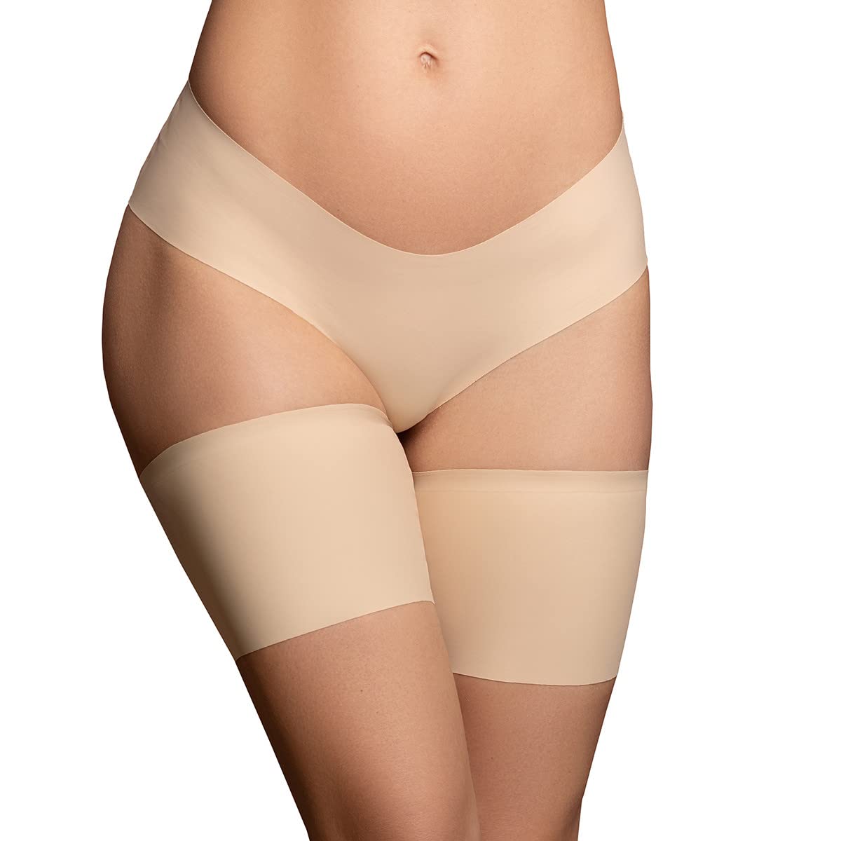 Bye Bra Thigh Bands for Women, Silicone Straps, Anti-Chafing and Rubbing Bands, Prevent Inner Thigh Chafing, Beige and Black, S-XXL