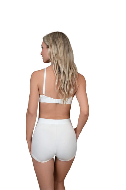 Natural Rib Triangle Bra Top White S