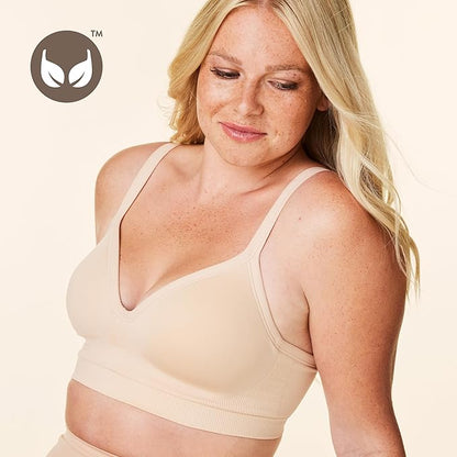 Bravado Designs Sustainable Muse Seamless Wireless V-Neck Everyday Bra Adjustable (Butterscotch 11012)