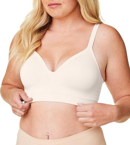 Bravado Designs Sustainable Muse Seamless Wireless V-Neck Everyday Bra Adjustable (Antique White 11012)