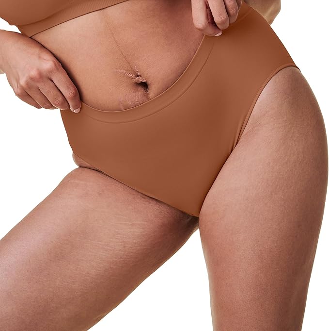 Bravado Designs Sustainable Panty | High-Rise | Seamless | Recycled Nylon, Organic Cotton &amp; Modal Blend (Cinnamon 21001)