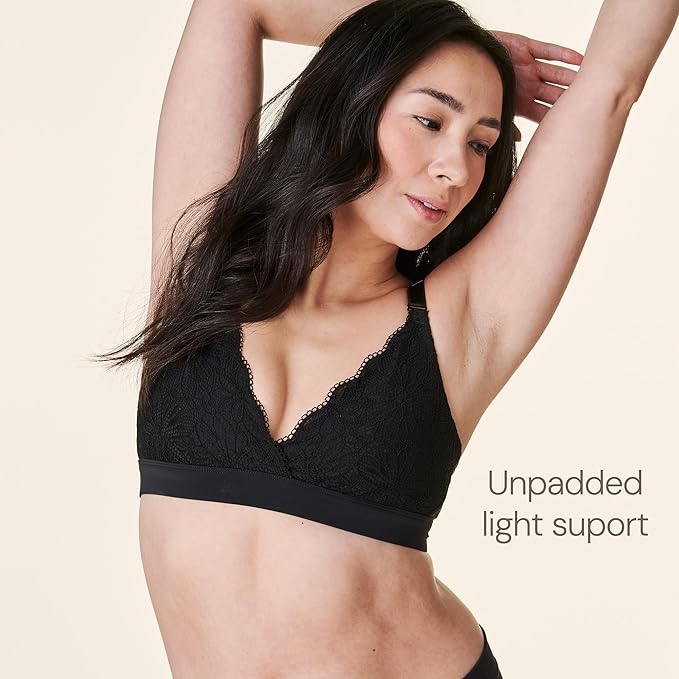 Bravado Ballet Nursing Bra for Breastfeeding Sleep Maternity Lace Bra (Black 12015)