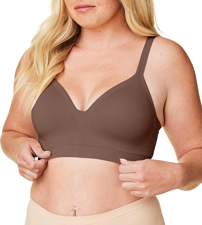 Bravado Designs Sustainable Muse Seamless Wireless V-Neck Everyday Bra Adjustable (Chestnut 11012)