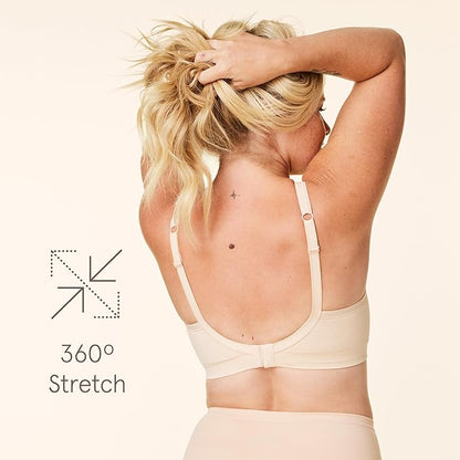 Bravado Designs Sustainable Muse Seamless Wireless V-Neck Everyday Bra Adjustable (Butterscotch 11012)