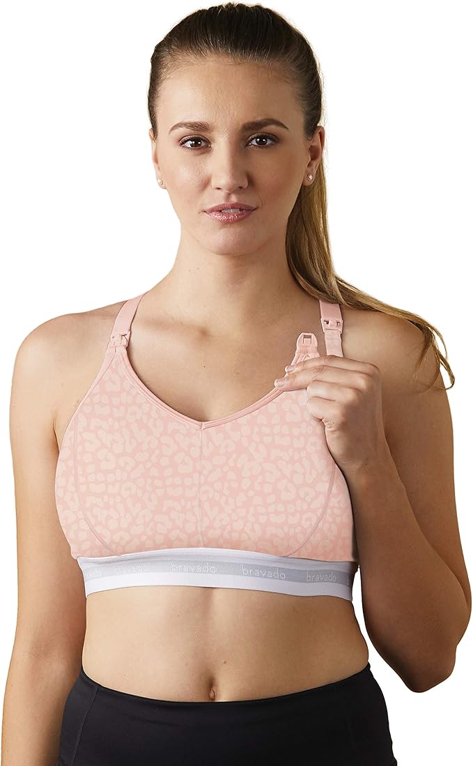 Bravado Designs Sustainable Full Cup Maternity &amp; Nursing Bra | Original | Organic Cotton &amp; Tencel™ Modal Blend | Wireless (Pink Leopard 1015)