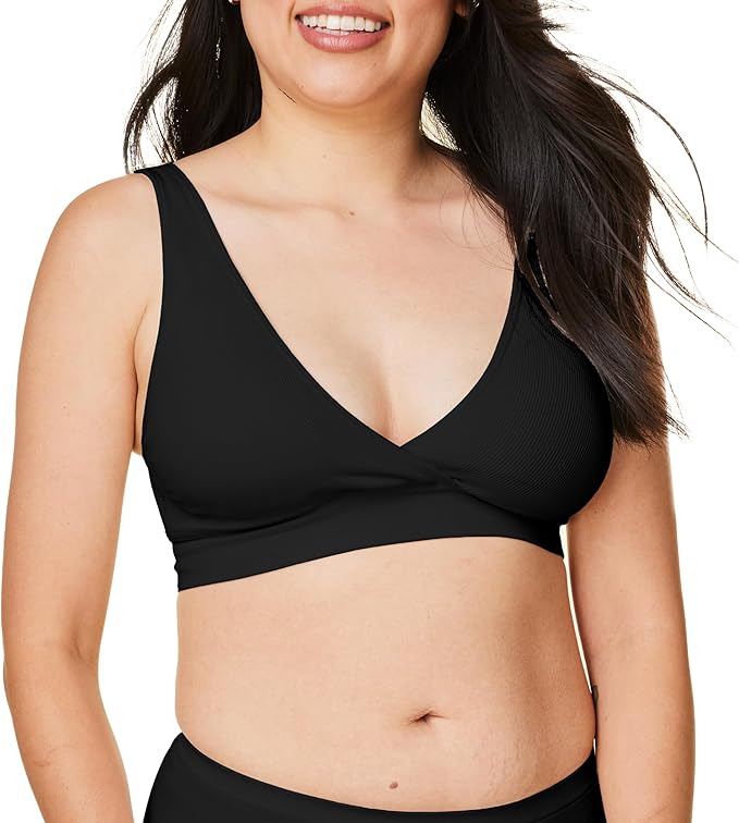 Bravado Designs Sustainable Maternity &amp; Nursing Bra | Restore | Recycled Nylon | Seamless &amp; Wireless | (Black 11030)