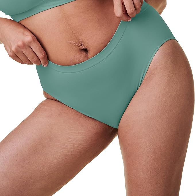 Bravado Designs Sustainable Panty | High-Rise | Seamless | Recycled Nylon, Organic Cotton &amp; Modal Blend (Jade 21001)