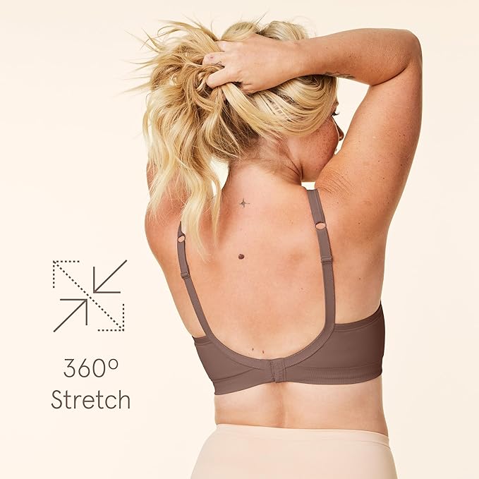 Bravado Designs Sustainable Muse Seamless Wireless V-Neck Everyday Bra Adjustable (Chestnut 11012)