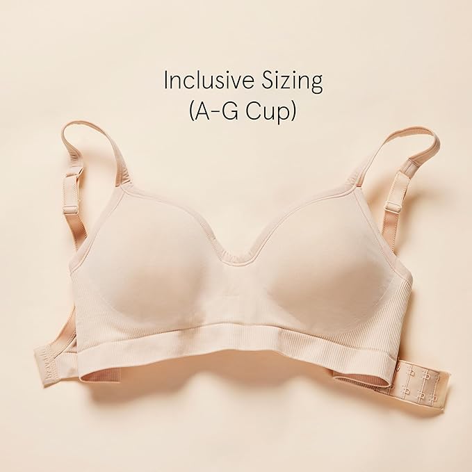 Bravado Designs Sustainable Muse Seamless Wireless V-Neck Everyday Bra Adjustable (Black 11012)