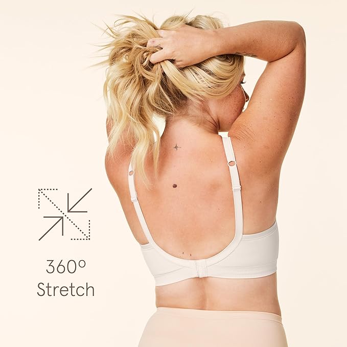 Bravado Designs Sustainable Muse Seamless Wireless V-Neck Everyday Bra Adjustable (Antique White 11012)