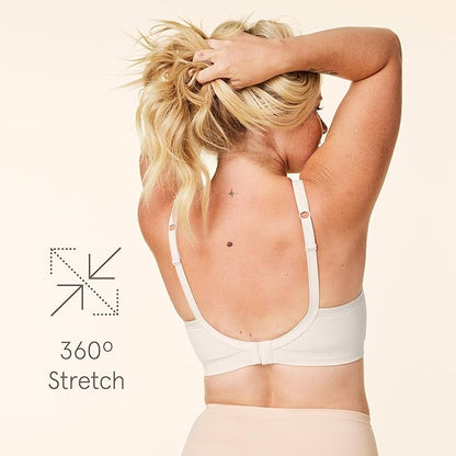 Bravado Designs Sustainable Muse Seamless Wireless V-Neck Everyday Bra Adjustable (Antique White 11012)