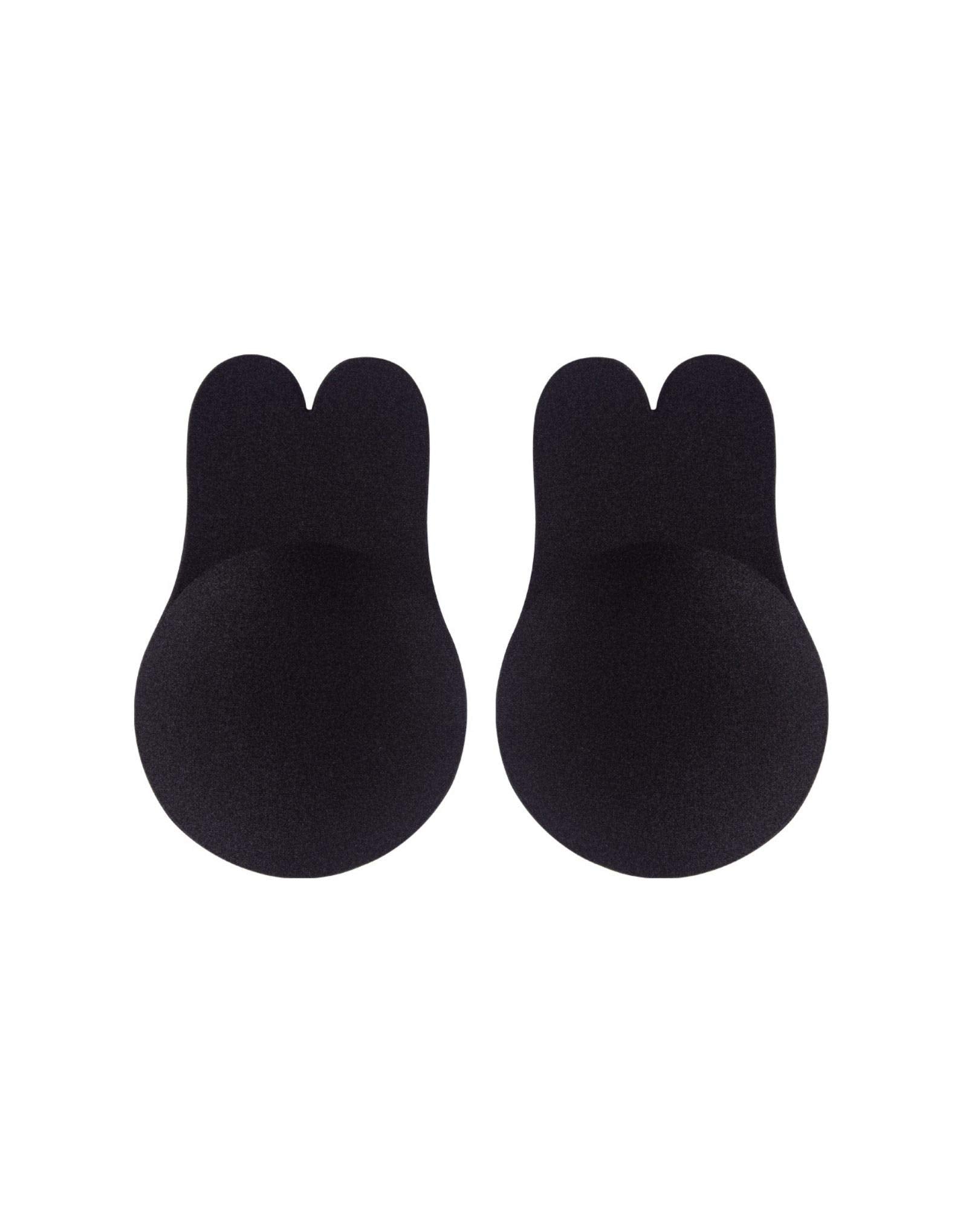 Bye Bra Fabric Pull Up Bra, Rabbit Form Adhesive Bra, Adhesive Pull Up Bra, Breast Lifting Pasties, Reusable Adhesive Nipple Covers, Black, M and XL