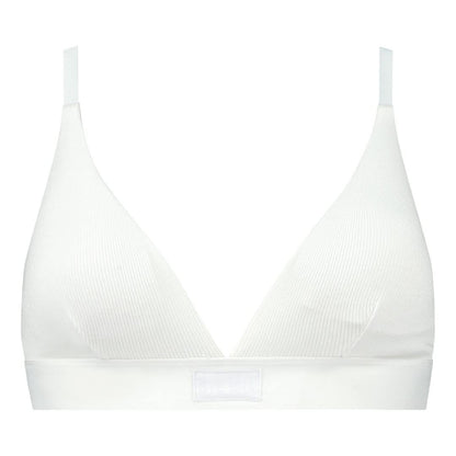 Natural Rib Triangle Bra Top White S