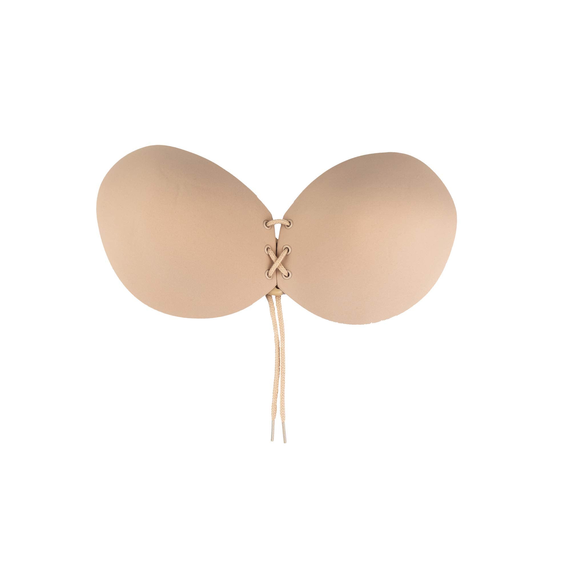 Bye Bra Lace Bra, Strapless Round Bra, Self-Adhesive Bra, Push-Up Bra, Adjustable and Backless Bra, Sticky Bra, Glue-On Bra, Cups A-E, Beige and Black (Beige, D)