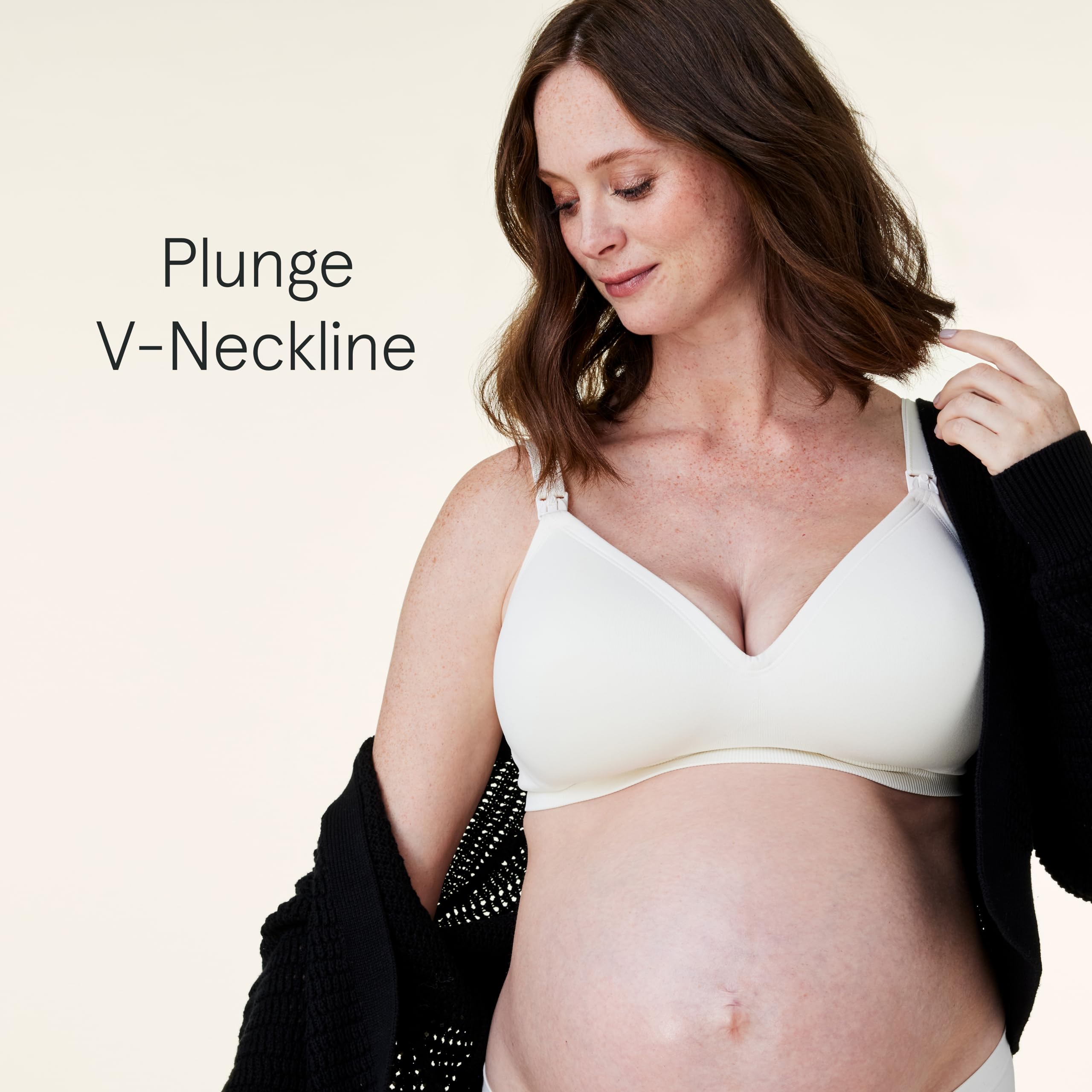 Bravado Designs Sustainable Maternity & Nursing Bra for Breastfeeding Plunge Wireless Seamless V-Neckline Bra B to G Cups