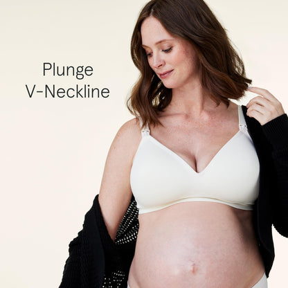 Bravado Designs Sustainable Maternity &amp; Nursing Bra for Breastfeeding Plunge Wireless Seamless V-Neckline Bra B to G Cups