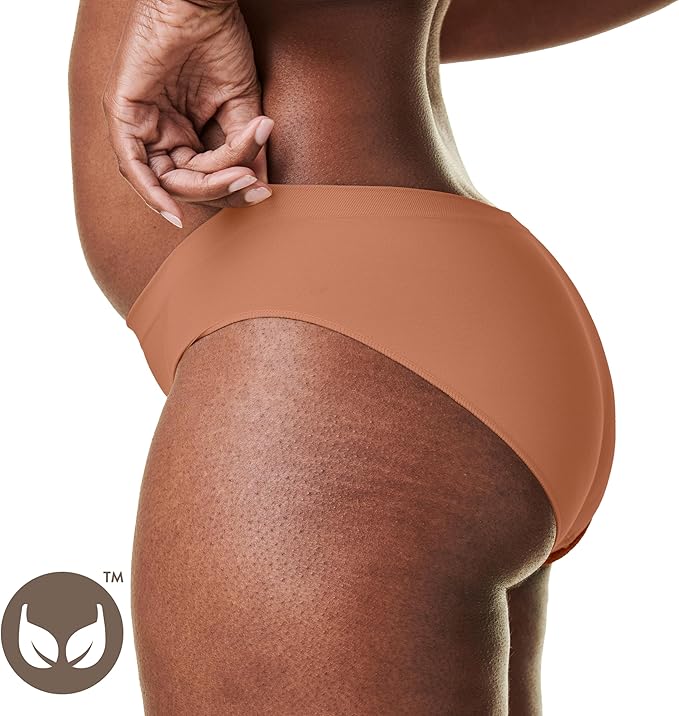 Bravado Designs Sustainable Panty | Mid-Rise | Seamless Panties | Recycled Nylon, Organic Cotton &amp; Modal Blend (Cinnamon 21002)