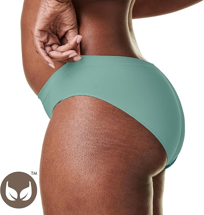 Bravado Designs Sustainable Panty | Mid-Rise | Seamless Panties | Recycled Nylon, Organic Cotton &amp; Modal Blend (Jade 21002)