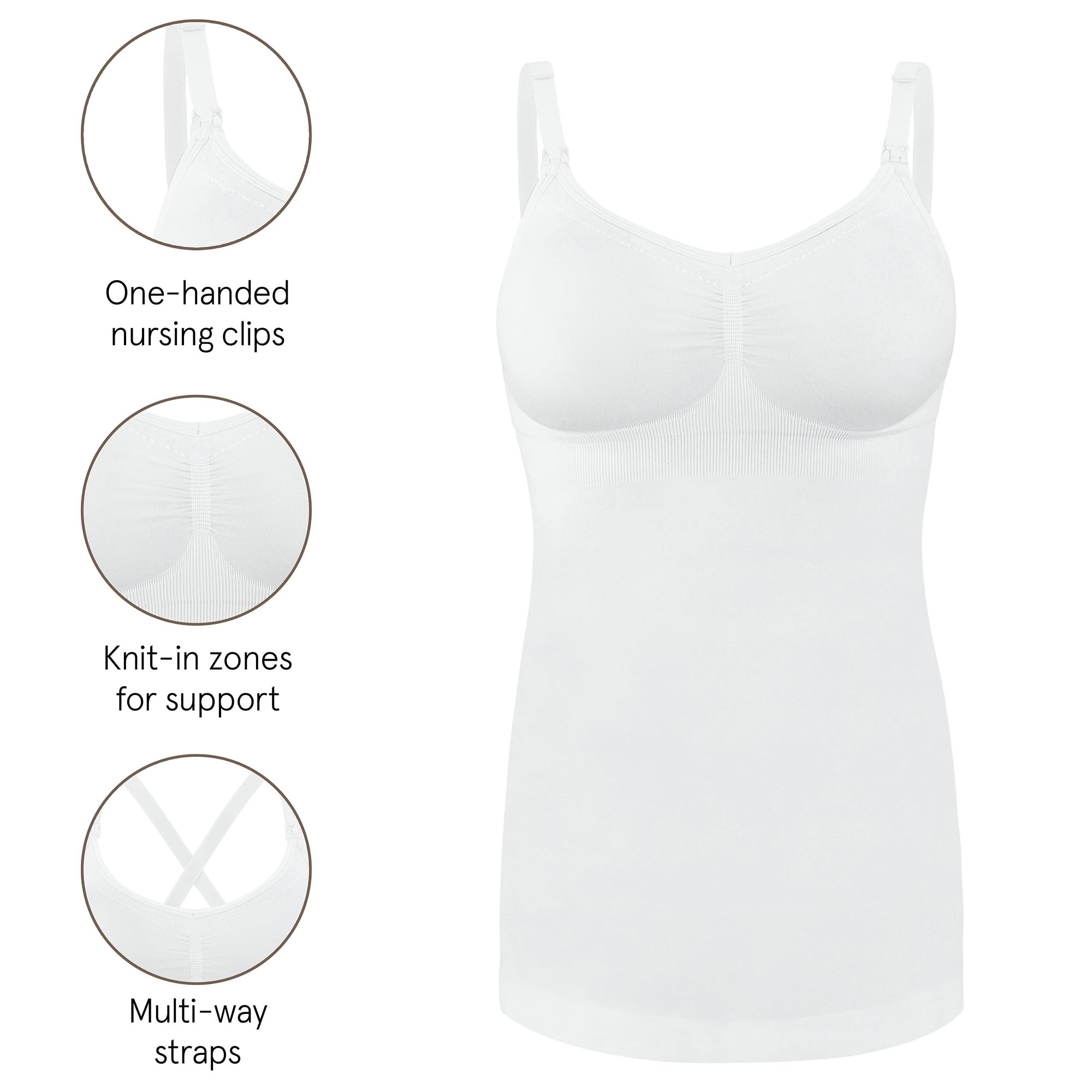 Basics by Bravado Women's Seamless Maternity Nursing Tank Top Cami for Breastfeeding with Adjustable Straps