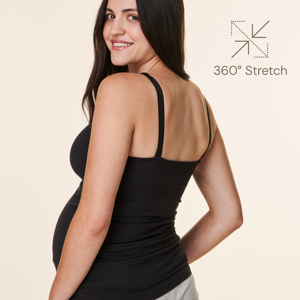 Basics by Bravado Women's Seamless Maternity Nursing Tank Top Cami for Breastfeeding with Adjustable Straps