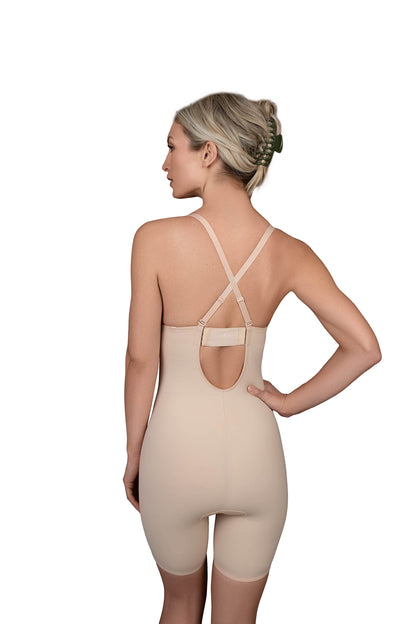 Bye Bra Sculpting Bodysuit Deep V, Laser Cut Edges, Silicone Straps, Wire-Free Cups, Shapewear For Women, Mid Waist Shapewear, Sculpting Collection, Beige, Xxl