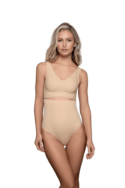 Bye Bra Invisible Thong, High Waist, Low Control, No Stitch, Cotton Gusset, Lightweight