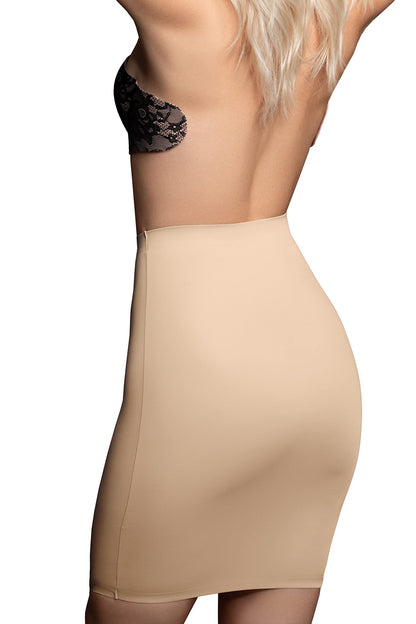 Bye Bra Invisible Skirt, Shaping half slip high waist Underskirt, Light Tummy Control, Seamless Shapewear, Slimming Underwear, Nude and Black, S-XL (Beige, XXL)