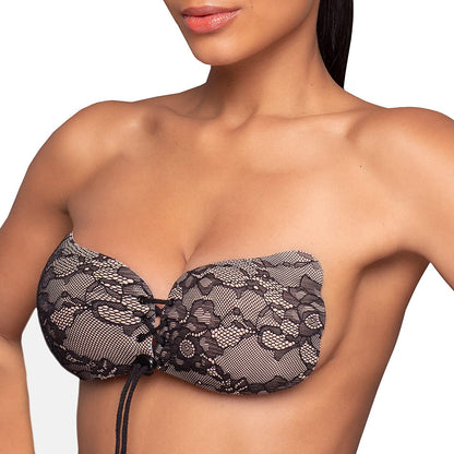 Bye Bra Lace-It Bra, Adhesive Bra, Seamless and Backless Bra, Bra Without Straps, Comfortable, Lightweight, Black Lace