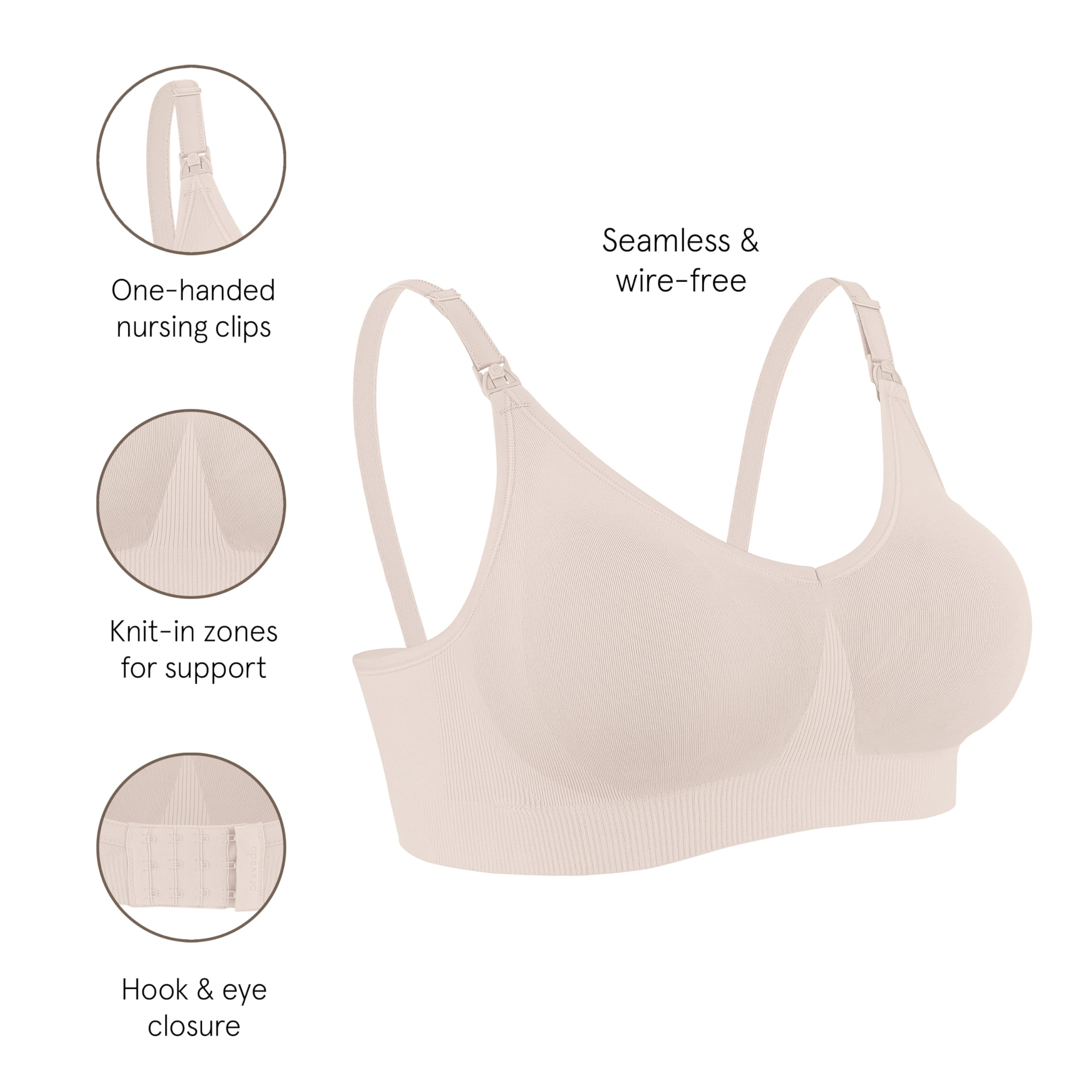 BRAVADO! DESIGNS Women's Body Silk Seamless Nursing Maternity Bra, Butterscot, Opaque