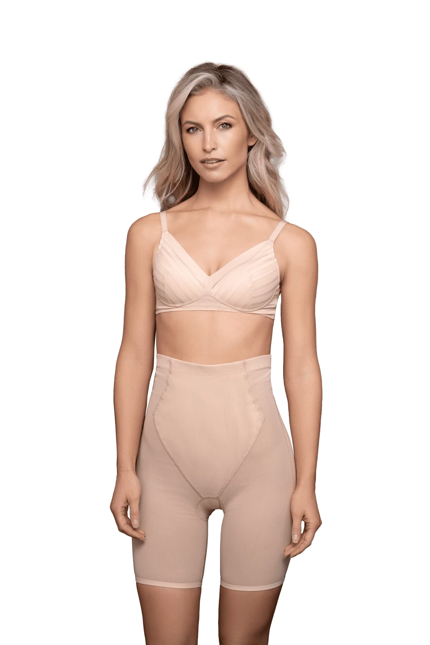 Bye Bra Bra Top Wire Free Lace, High Control, Lace Bra, Breathable Mesh, Transparent Look, Hook And Eye Lock, Shoulder Strap, Shapewear For Women, Powermesh Shapewear, Beige, Xxl