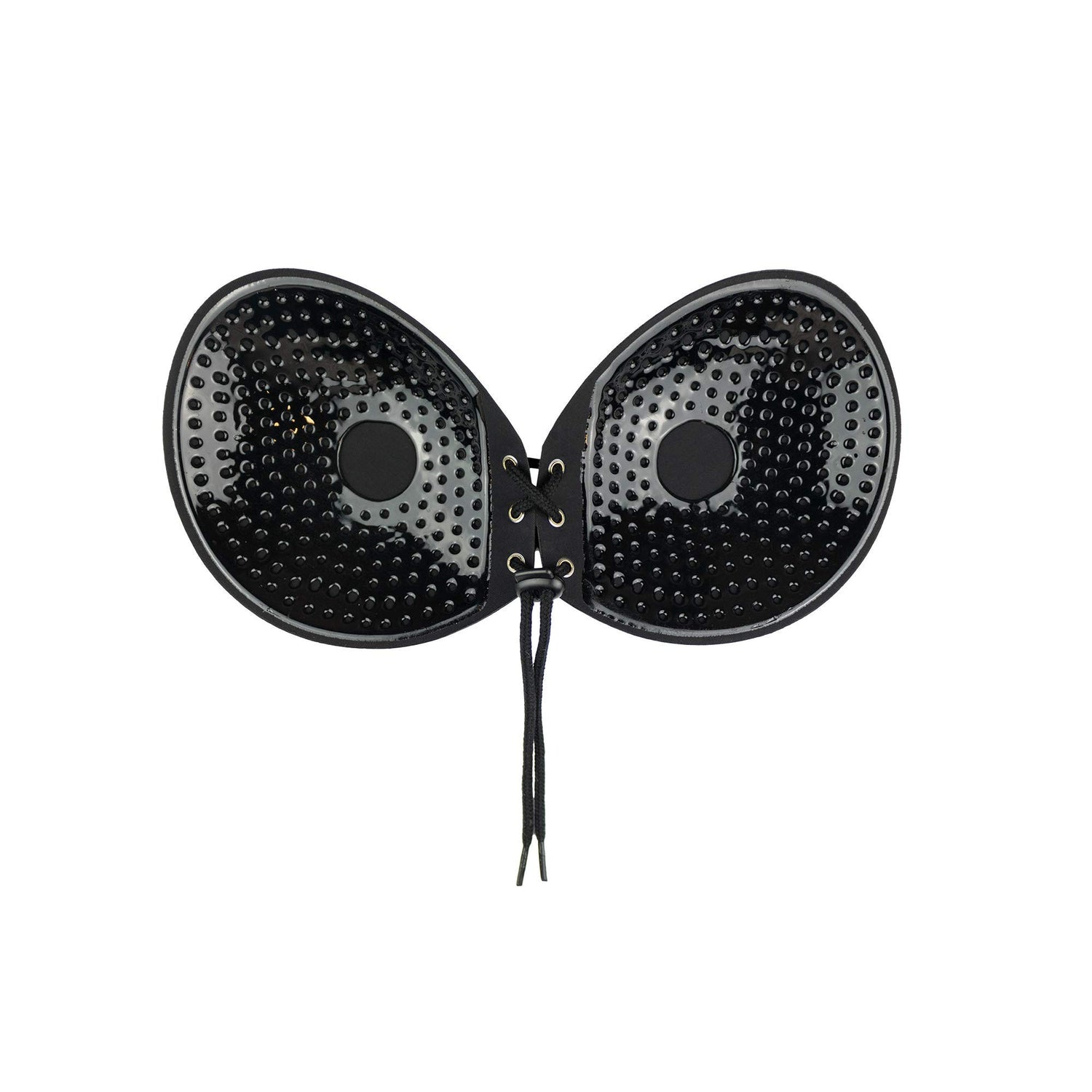 Bye Bra Strapless Round Lace-it Bra, Invisible Adhesive Push-up Bra with Drawstring, Adjustable and Backless, for Perfect Cleavage, Nude and Black