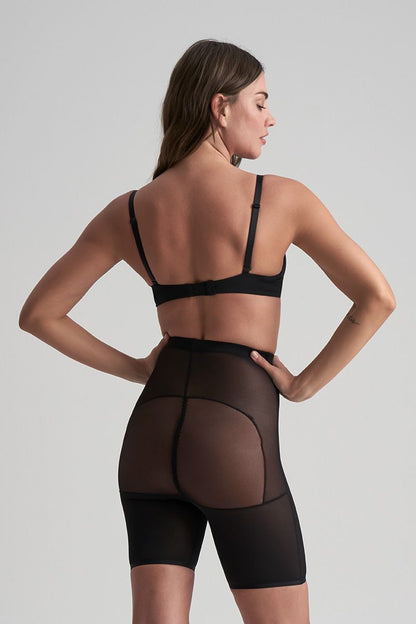 Bye Bra Powermesh High Waist Short, High Control, Double-Layer Front Panel, Cotton Crutch, Silicone Strap, Bonded Leg Edges, Shapewear For Women, Powermesh Shapewear