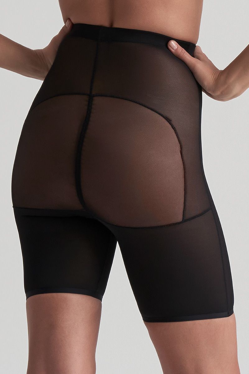 Bye Bra Powermesh High Waist Short, High Control, Double-Layer Front Panel, Cotton Crutch, Silicone Strap, Bonded Leg Edges, Shapewear For Women, Powermesh Shapewear