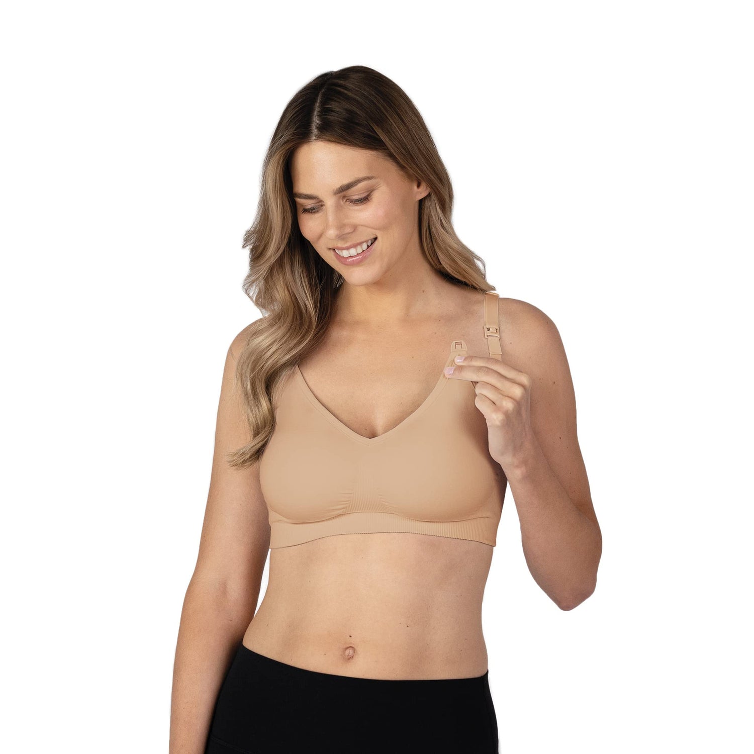 Basics by Bravado Maternity &amp; Nursing Bra Seamless Double Layer, Wirefree, Adjustable for Breastfeeding (Beige 11008)