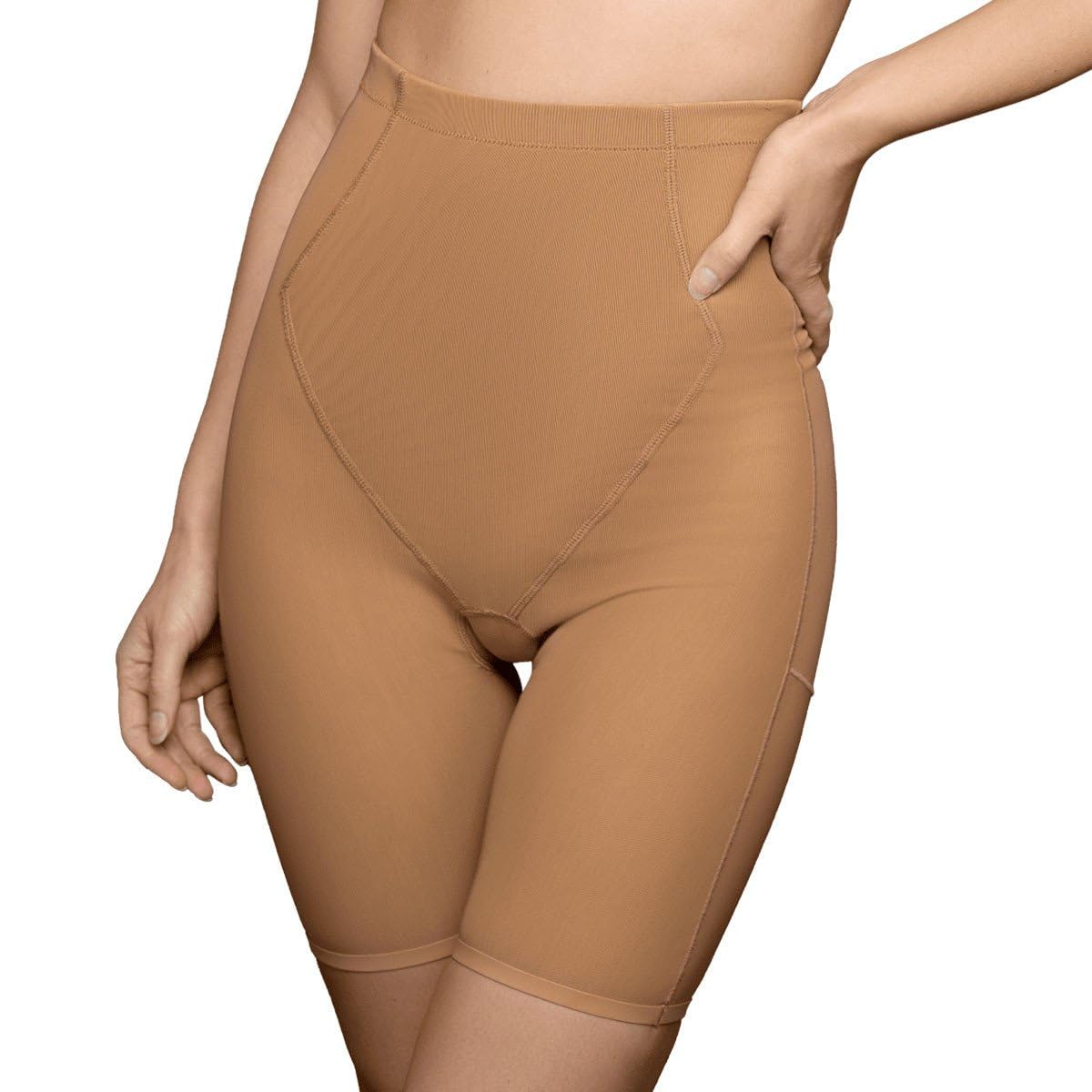 Bye Bra Powermesh High Waist Short, High Control, Double-Layer Front Panel, Cotton Crutch, Silicone Strap, Bonded Leg Edges, Shapewear For Women, Powermesh Shapewear
