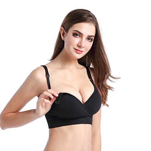 Verity Fashion Aurora Maternity and Nursing Bra V Neck (Black, M)