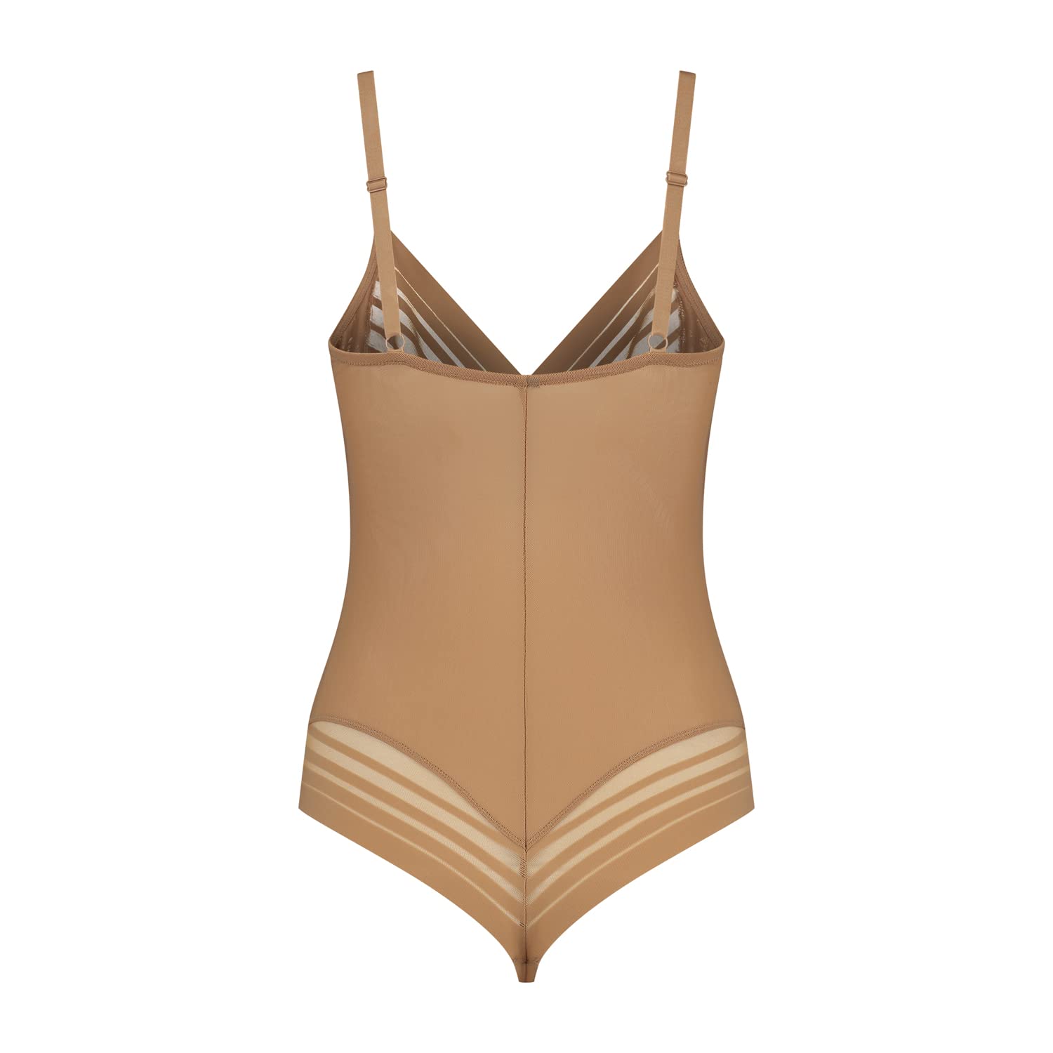 Bye Bra Powermesh Bodysuit Brief, High Control, Button Closure, Cotton Crotch, Transparent Look, Double-Layer Front Panel, Lightweight, Shapewear For Women