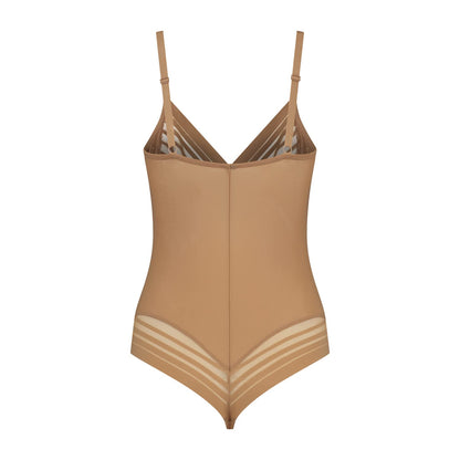 Bye Bra Powermesh Bodysuit Brief, High Control, Button Closure, Cotton Crotch, Transparent Look, Double-Layer Front Panel, Lightweight, Shapewear For Women