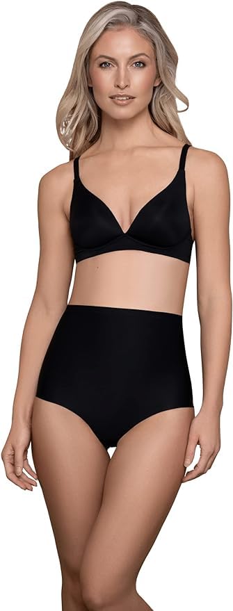 Bye Bra Sculpting Mid Waist Brief, Laser Cut Edges, Silicone Straps, Shapewear For Women, Mid Waist Shapewear, Sculpting Collection, Black, S