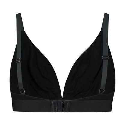 Natural Rib Triangle Bra Top Black XXL