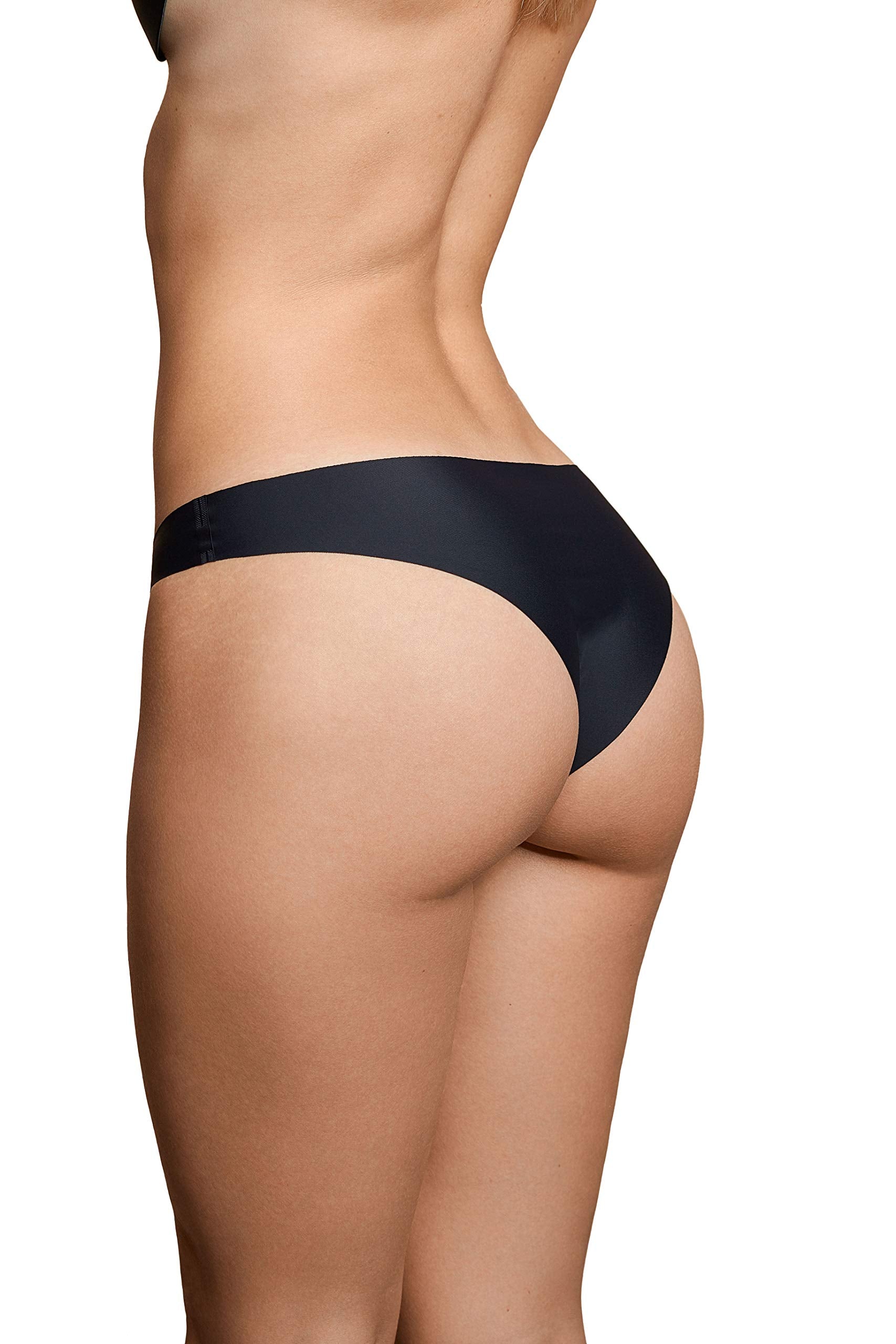 Bye Bra Invisible Brazilian Panties, Seamless Low Rise Underwear, Smooth and Comfortable Knickers with no-Stitching, 2-Pack: Nude, Black