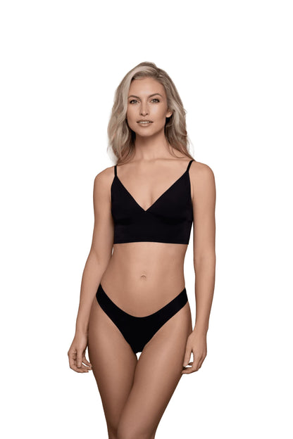 Bye Bra Bra Top Push Up, Push-Up Bra, Wire Free Bra, Deep Plunge Front, Adjustable Shoulder Strap, Sculpting Shapewear, Black, XL