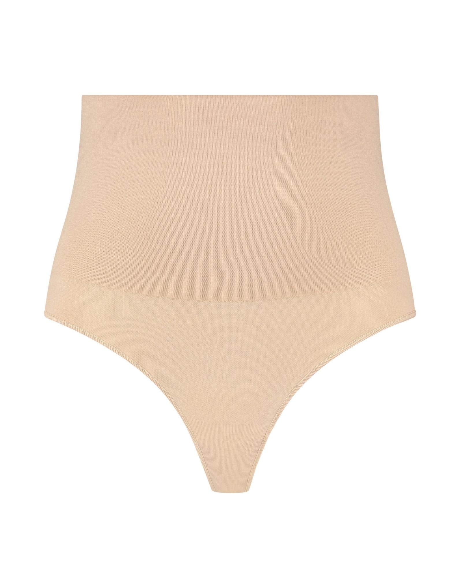 Bye Bra Seamless Thong, Shaping Thong, Medium Tummy Control, Butt Lift, Shapewear for Women, Black/Beige Size: S- XXL