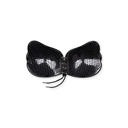 Bye Bra Lace-It Bra Adhesive Push-up Bra, Seamless Self-Adhesive Bra Adjustable Sticky Bra, Strapless and Backless with Front Fastening String, Cup Sizes: A-E in Beige, Black or White (Black, C)